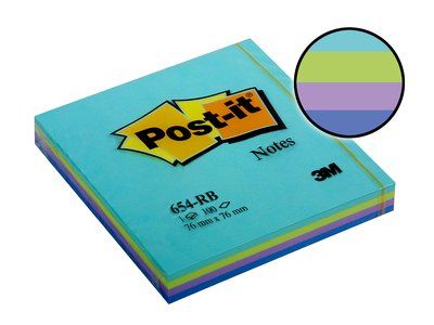 3M Post-it Taco notas 654RB 76 x76mm azul - 100 hojas